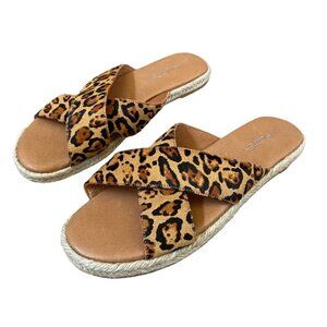 J/Slides NYC Reva Espadrille Slides Leopard Animal Print New size 8.5